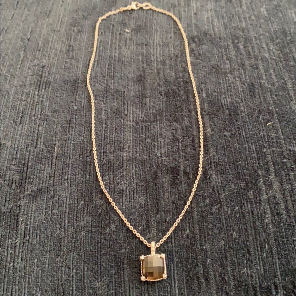 JUDITH RIPKA Smoky Quartz Cushion Pendant Necklace